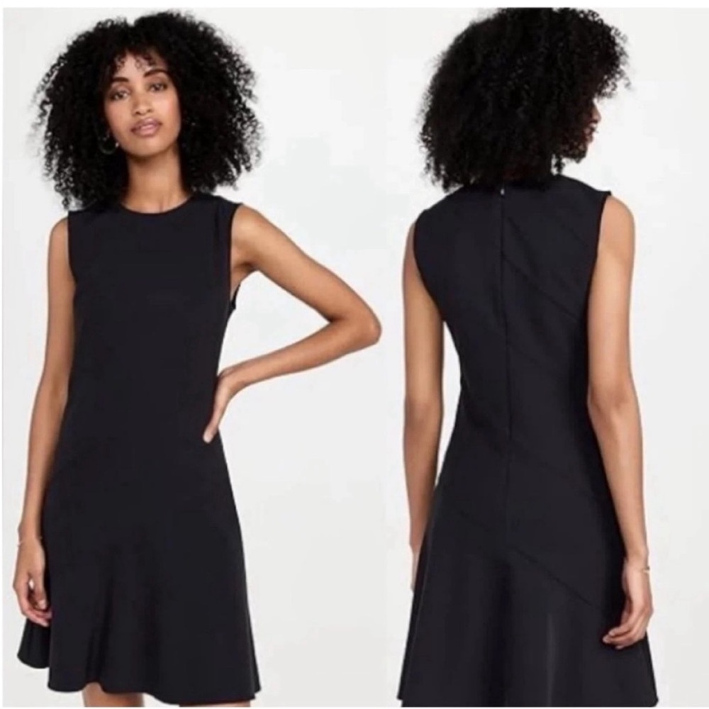 Dress Diag Drape DR K / Chic Asymmetrical Flared Mini Dress